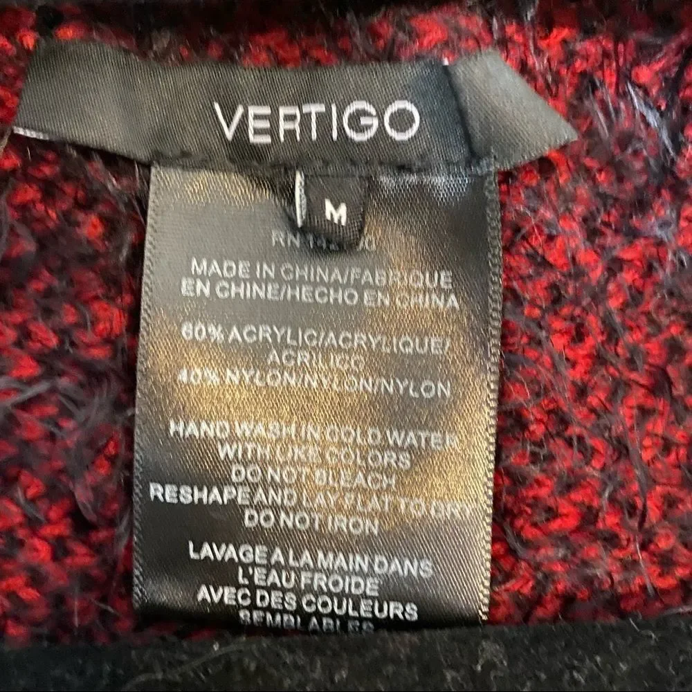 Vertigo-Buffalo Plaid Eyelash/Fuzzy Open Waterfall Vest (Medium) - Picture 10 of 10